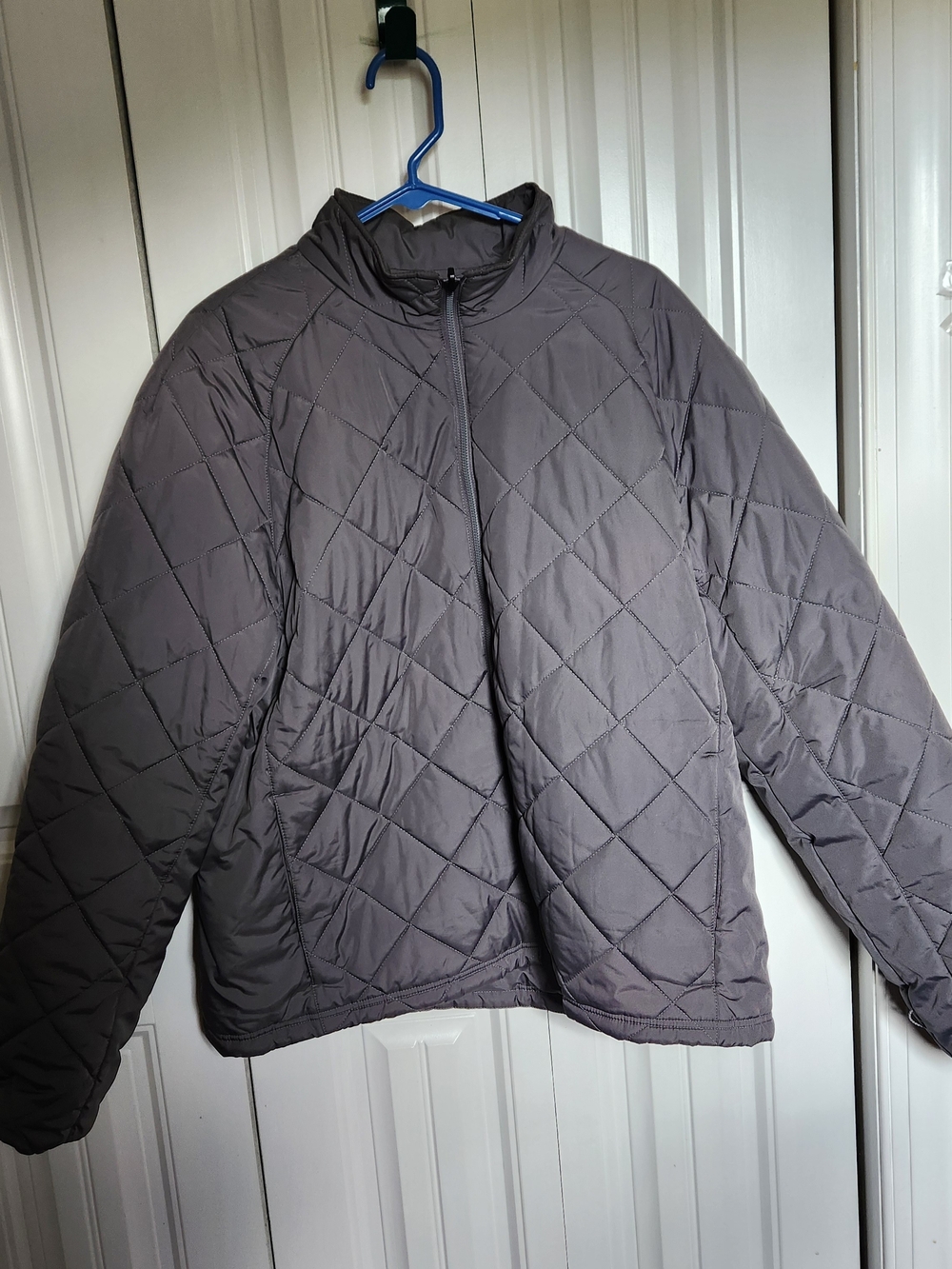 Lands' End Outfitters Womens Size Large Zip Front Quilted Gray Jacket Pockets